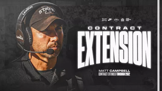 Graphic with photo of Matt Campbell