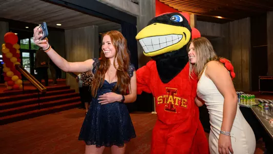 Tennis players Juliette Nask and Ashlee Narker with Cy.
