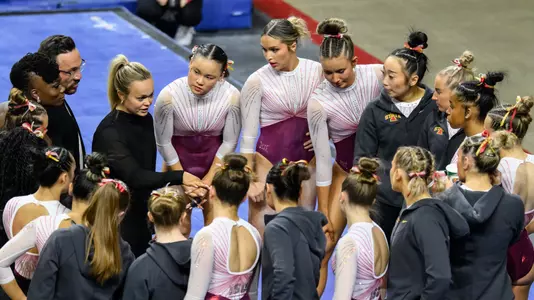 ISU Gymnastics Team Huddle