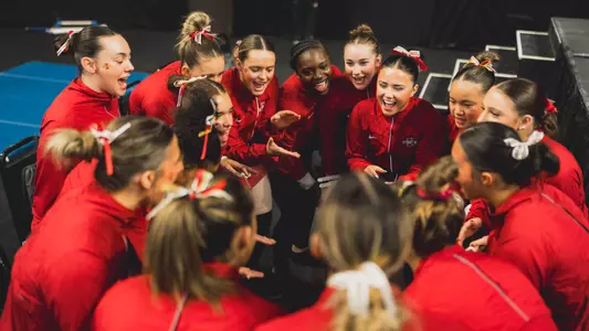 ISU Gymnastics Huddle at Utah