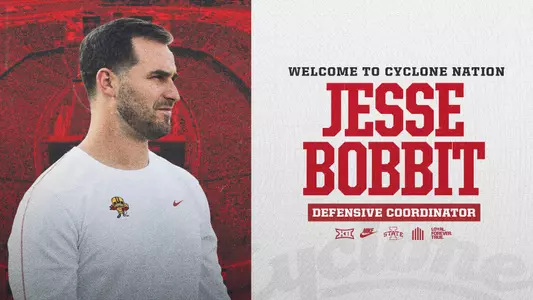 A photo of new Iowa State defensive coordinator Jesse Bobbit welcoming him to ISU.