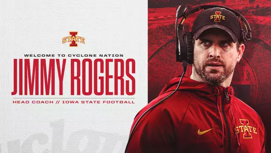 A graphic announcing the hiring of Jimmy Rogers as head football coach