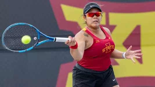 Anna Supapitch Kuearum hits during Senior Day against Oklahoma State on April 13, 2025.
