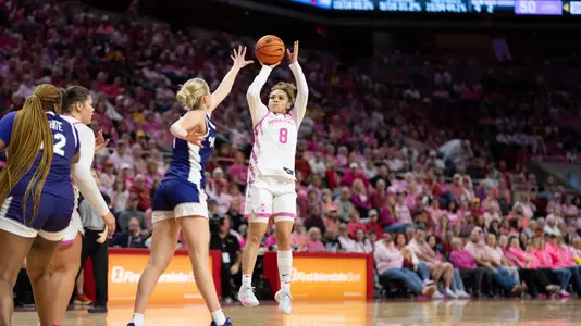 Iowa State's Jada Williams shoots a jump shot against Kansas State.