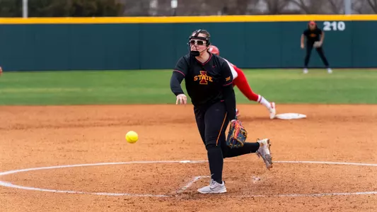 Lauren Schurman pitching vs. Wisconsin