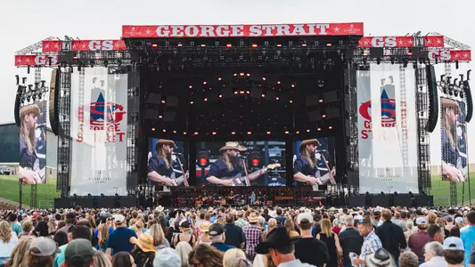 Chris Stapleton performs on stage at Jack Trice Stadium in 2025.