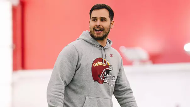 Defensive Coordinator Jesse Bobbit at spring practice in 2026