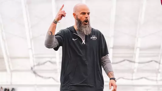 Ross Watson coaches at a 2026 spring practice.