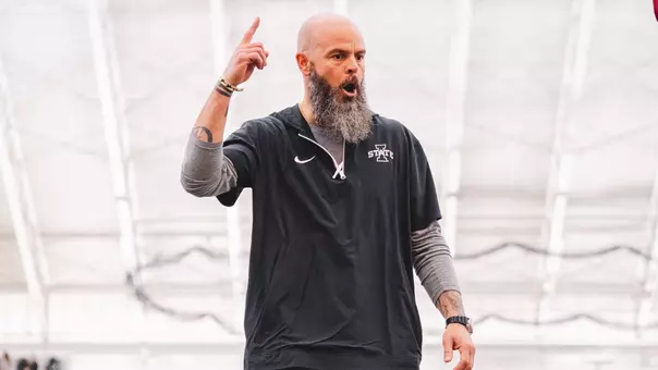 Ross Watson coaches at a 2026 spring practice.
