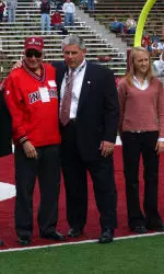 Larry Glaubinger with Indiana Athletics Director Rick Greenspan at halftime of the Indiana, Illinois football game.