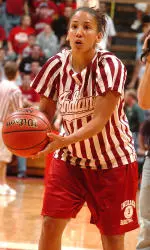Senior guard Cyndi Valentin claimed the three-point shooting contest title for the third time in her career at Hoosier Hysteria on Friday night.