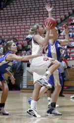 Hoosiers cruise to 74-38 victory over Youngstown State. Senior Jenny DeMuth led all scorers with 12.