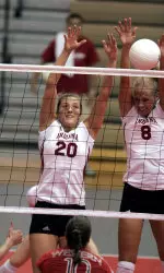 Gerling (left) paced IU with a double-double against Alabama.