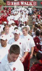 IU Football walks to the Rock.