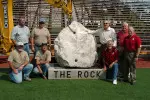 Coach Hoeppner and the facilities staff installed The Rock into Memorial Stadium.