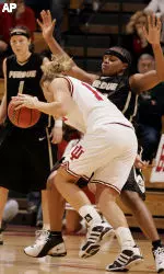 Jenny DeMuth drives against Purdue's Sharika Webb during the second half. (AP Photo/DarronCummings)