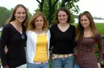 Seniors Morgan Miller, Lydia Schrott, Rachel Telian and April Levins will play their final games in Mellencamp Pavilion this weekend.