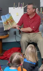 Assistant Coach Jeff Meyer was one of four members of the Hoosier program to appear at Templeton Elementary School.