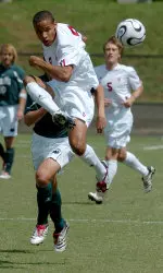 Sophomore Kevin Noschang fields a ball against Notre Dame early in the season.