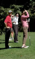 Head coach Clint Wallman and some of the Hoosiers alumni enjoy the day.