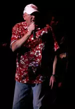 Head coach Terry Hoeppner joined the Beach Boys on stage during the group's Homecoming performance.