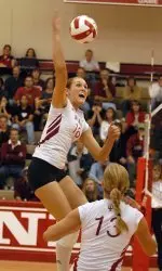 Gabrielle Allison had a good match all around for the Hoosiers, including five blocks.