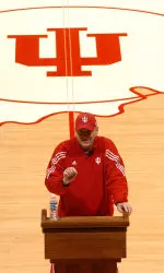 Coach Hoeppner addressed students as part of a speaker series on leadership.