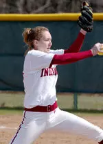 Senior Megan Roark tossed three perfect innings against Liberty on March 16, but the Hoosier could not bring home the win.