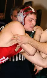 Sophomore Brandon Becker improved his record to 20-7 after a 17-2 technical fall win over Tony Greathouse of Michigan State at the 7:00 mark.