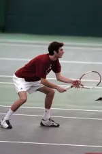 Sophomore Dara McLoughlin won his 10th singles match of the season against Purdue on Feb. 26.