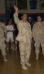 Indiana head coach Kelvin Sampson is introduced prior to the start of a game during Operations Hardwood II.