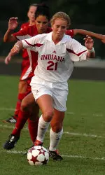 Senior Ali Brown scored a goal and assisted on two others in the Hoosiers' 4-0 exhibition victory over Indiana State on Saturday.