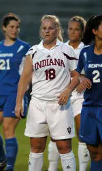 Junior Kristin Radcliffe, who scored a goal in the Hoosiers' 4-0 exhibition victory, and her Hoosier teammates wrap up the preseason on Wednesday, Aug. 23.