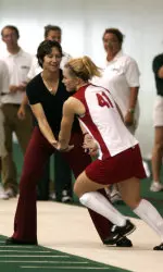 Senior forward Lydia Schrott needs nine more points to become Indiana's first 100-point scorer.