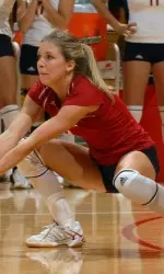 Senior Juli Pierce cracked the IU all-time top five in career digs Friday night