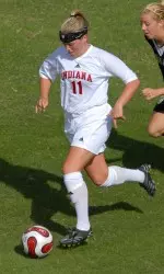 Kristin Arnold had a golden opportunity, but her shot in the 21st minute rang off the crossbar for the Hoosiers.