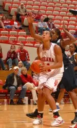 Junior Whitney Thomas tied a career-high as she led all players with 21 points in the Hoosiers' second win of the season.