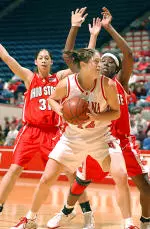 Jill Chapman powered her way to a double-double in a win over No. 15 Minnesota on Feb. 17, 2002.
