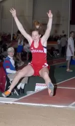 Freshman Jackie Coleman hold Indiana's top mark in the triple jump.