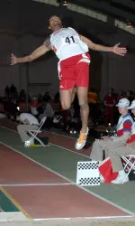 Senior Kiwan Lawson finished first in the long jump to lead the Hoosiers on day one of the Tom Botts Invitational.