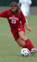 Liz Holby scored a pair of goals in Indiana's 2-0 victory over Miami University on Sunday.