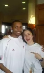 Vera Neuenswander with Kiwan Lawson at the NCAA Indoor Championships.