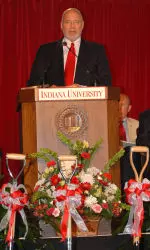Indiana University President Adam W. Herbert was one of several speakers at the groundbreaking ceremony on Tuesday, June 19.