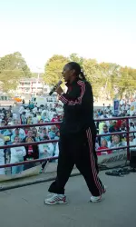 IU Head Women's Basketball Coach Felisha Legette-Jack was a part of the opening ceremonies at Memorial Stadium on Saturday, and also helped with the awards ceremony following the event.