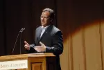 Head Coach Tom Crean gives a lecture at the IU Auditorium.