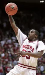 Indiana guard Devan Dumes puts up a shot during the second half. (AP Photo/Darron Cummings)