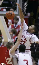 Eric Gordon goes up for a rebound during the first half.