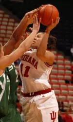 Whitney Thomas collected her 11th double-double of the season vs. Michigan with 19 points and 10 rebounds.