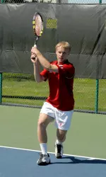 Junior Peter Antons picked up a doubles victory on Friday, paired with freshman Santiago Gruter