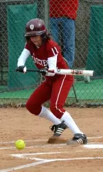 Kelli Ritchison lays down a bunt against Evansville.